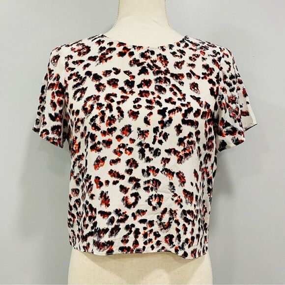 Parker Tops - PARKER XS 100% Silk Colorful Animal Print Short Cropped Boxy Blouse Festival Top